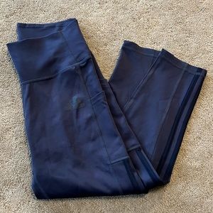 Adidas Tricot Capri Leggings, Charcoal w/ Black Signature Stripes - Has Pockets!